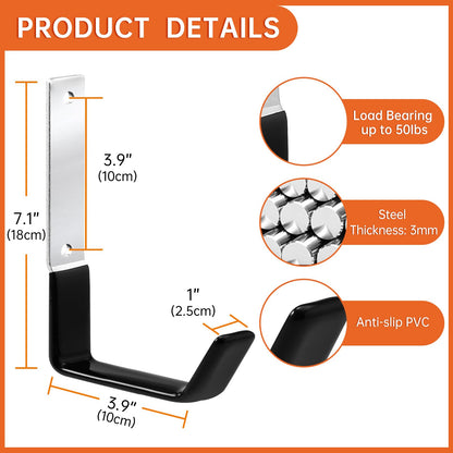 GeeWatom Heavy Duty Steel Hooks,Garage Storage Utility Hooks,Heavy Duty Tool Organizer,Steel Wall Mount Hook, Hose Hanger, Garage Garden Hooks (2)