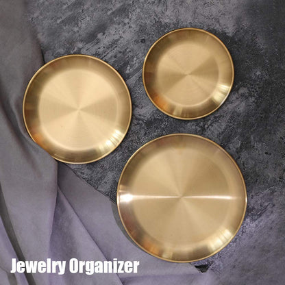 Round Brass Tray, Gold Round Tray, Stainless Steel Large Rounds Trays, Stainless Steel Plate Cosmetics Jewelry Organizer Towel Trays for Home,Matte Brass Finish(Color:20cm)