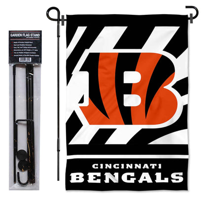 WinCraft Cincinnati Bengals White Garden Flag and Flagpole Mount