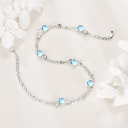 CRMAD Moonstone Bracelet for Women Sterling Silver Beach Jewelry Gift for Women (moonstone, bracelet 7+2'')