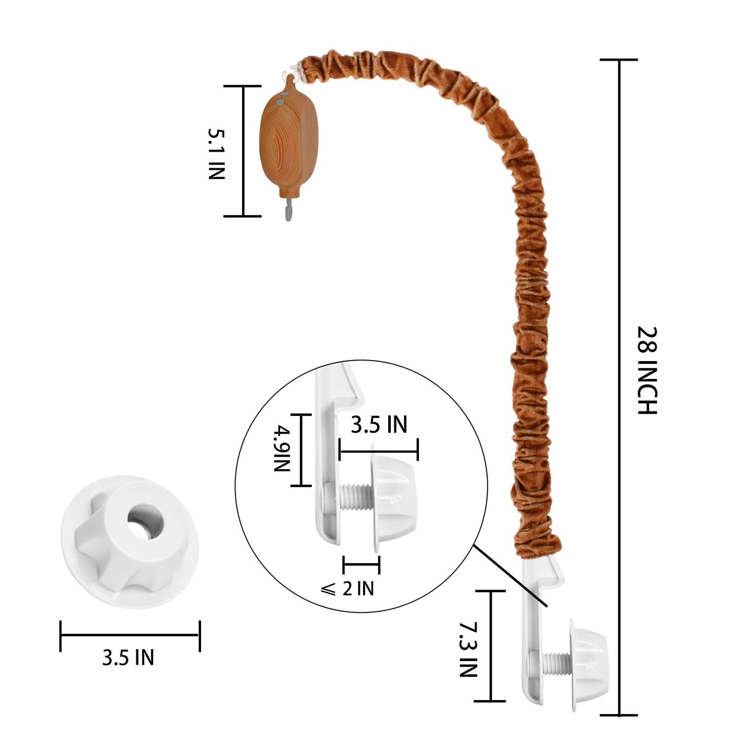 HLEEDUO Crib Mobile arm with Music Box, Baby Mobile arm with Motor Spinner.28 Inch Wooden Universal Mobile arm for Crib Nursery Decor Mobile arm. Nursery Mobile Attachment.