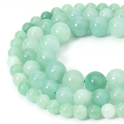 Siomia 45pcs 8mm Natural Green Burmese Jade Gemstone Beads Energy Healing Crystal Round Loose Stone Beads for Jewelry Making, DIY Bracelets Necklaces