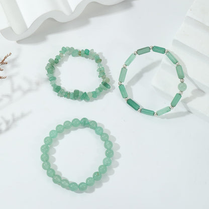 IVY TAILI 3Pcs Jade Bracelet for Women 8mm Green Aventurine Green Jade Beaded Bracelet Stretch Bracelet Set Jade Jewelry for Women