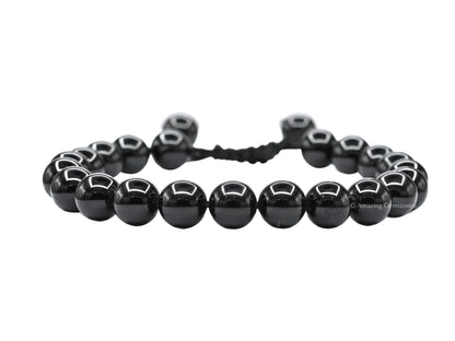 Amazing Gemstone Black Tourmaline Bracelet for Women Men's Gifts - Protection Healing Crystal Bracelet - 8mm Gemstone Beaded Adjustable Bracelet Pulseras Para Hombres Mujer Stocking Stuffers