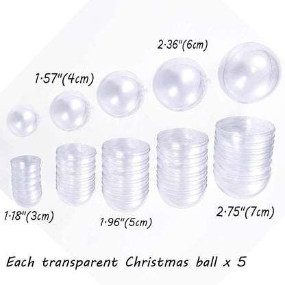 UCSAJI 25PCS Plastic Christmas Ball Ornaments, Clear Shatterproof Xmas Tree Balls, Hanging Ornament for Home Decoration