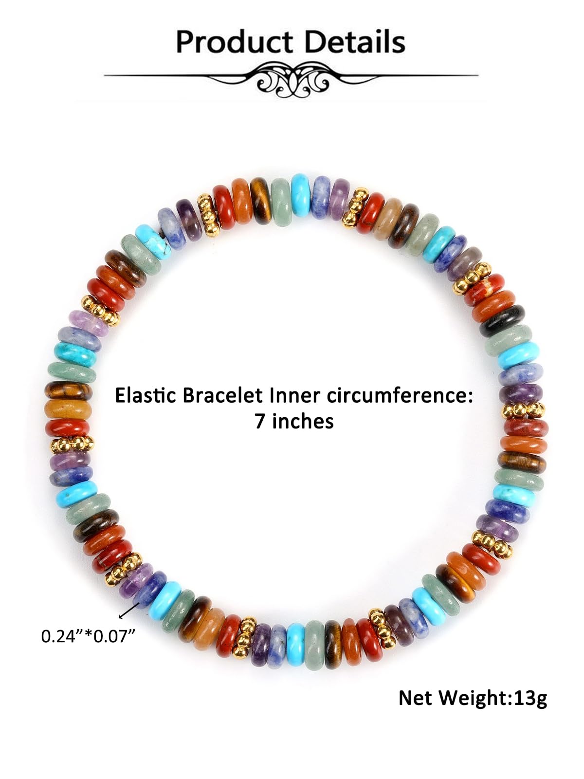 Top Plaza Chakra Crystal Bracelets for Women Natural Semi-Precious Gemstone Beaded Stretch Bracelet Spiritual Jewelry Gifts for Mom