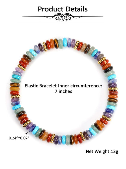 Top Plaza Chakra Crystal Bracelets for Women Natural Semi-Precious Gemstone Beaded Stretch Bracelet Spiritual Jewelry Gifts for Mom