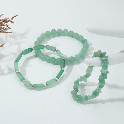 IVY TAILI 3Pcs Jade Bracelet for Women 8mm Green Aventurine Green Jade Beaded Bracelet Stretch Bracelet Set Jade Jewelry for Women