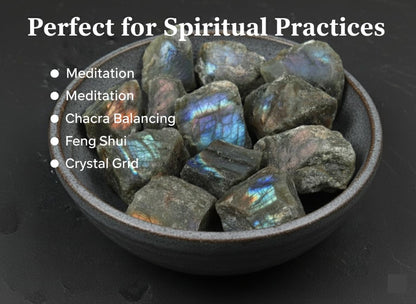 Labradorite Raw Crystal Stone 1.25"–2.0"– Natural Rough Gemstone with Iridescent Flash for Meditation, Chakra Balancing, Reiki, Feng Shui, Spiritual Practices & Home Décor