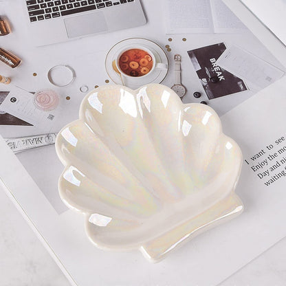 TIGERMILLION Shell Trinket Dish, Ceramic Ring Holder/Jewelry Tray, Cute Organizer Plate Vanity Decorations Accessories for Home Décor Bathroom Valentine's Christmas Birthday Mothers Day Gift for Women