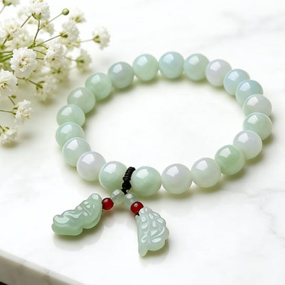HL1971 Natural Jade Beaded Elastic Bracelet Gradient Green Jade Bead Ladies Bracelet, Suitable for Christmas, Thanksgiving