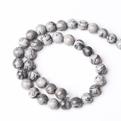 A+ Natural Map Jasper Gemstone Beads Gray Energy Stone Healing Power for Jewelry Making DIY Bracelet 8mm 45pcs