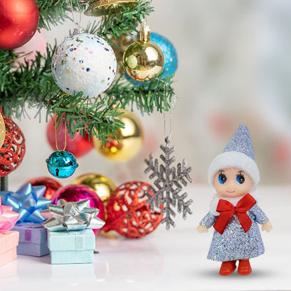 Phefop 4 Cute Christmas Mini Elf Dolls with Moveable Head, Arms, and Legs for Kids, Xmas Stocking Filler