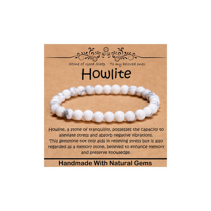 CHCCOYE 6mm Natural Healing Gemstone Bracelet Handmade Yoga Stretch Elastic Bracelet Stress Relief Crystal Jewelry for Men and Women (6mm, Howlite)
