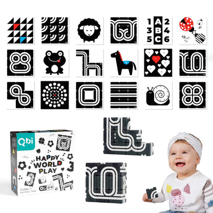 QBI Toy 2 Sets Combo | Happy School Bus & Happy World Play, Magnet Building Tiles, Colorful Blocks Construction Educational STEM Toys with Kids car for 1+ Year Old Boys & Girls (13 pcs+ 9 pcs)