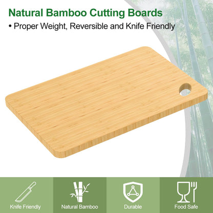 Viretang Wooden Cutting Boards for Kitchen, 15.3 * 8.7'' Knife Friendly Bamboo Cutting Board Lightweight & Durable Chopping Board with Hang Hole for Easy Storage & Clean, Large