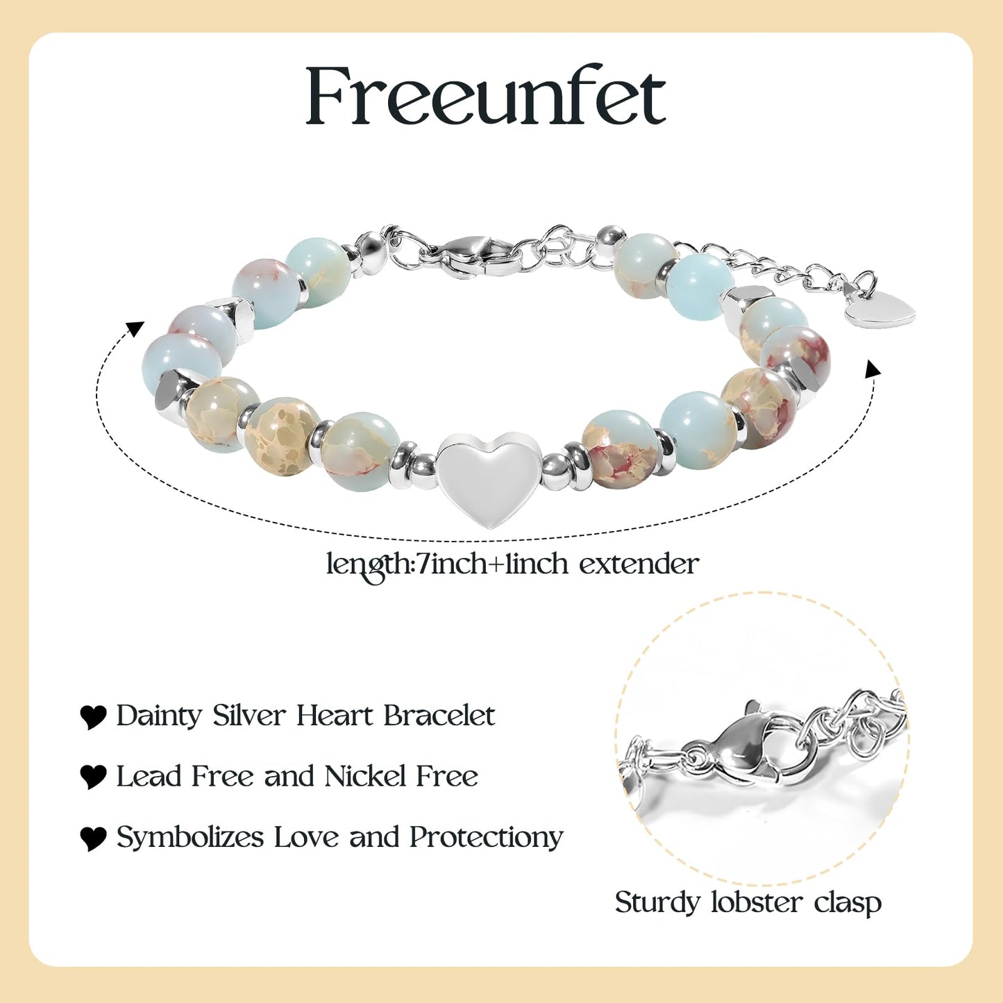 Freeunfet Teacher Appreciation Gifts Beaded Bracelets for Women Natural Stone Bracelets Jewelry Stress Relief Gifts For Women Graduation