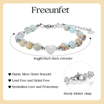 Freeunfet Teacher Appreciation Gifts Beaded Bracelets for Women Natural Stone Bracelets Jewelry Stress Relief Gifts For Women Graduation