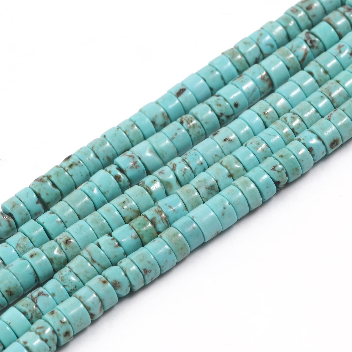 NITOPUPU 150Pcs 4×2mm Natural Turquoise Spacer Stone Beads for Jewelry Making Supplies, Loose Semi Flat Round Gemstone Tube Beads for Bracelets DIY Crafts