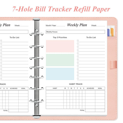(2-PACK) Weekly Planner Refills for 3 or 7 Ring Mini Binders - 106 Sheets/212 Pages Undated Colorful Weekly Planner, 100 gsm White Paper, Lasts 2 Year, Undated, 5.8" x 8.3"