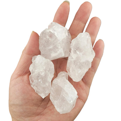3-5Pcs Natural Clear Quartz 1''-2'' Raw Crystals Rough Stones Rocks for Tumbling Polishing Cabbing Gemstones Crystals and Healing Stones for Wicca Reiki,Fountian Rocks for Decorations (Clear Quartz)