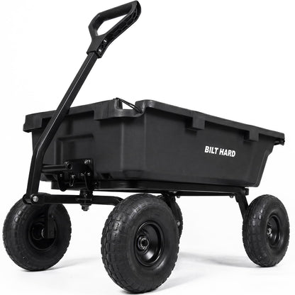 BILT HARD 900 lbs Poly Garden Dump Cart, 5 Cu.Ft Wheelbarrow Cart with 10" All Terrain Wheels & Quick-Release System, Heavy Duty Utility Wagon for Yard, Farm & Garden