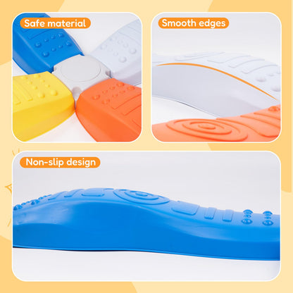 8Pcs Stepping Stones for Kids Balance Beam Toddler Non-Slip Plastic Balance Stepping Stones Sensory Toys for Toddlers, Indoor or Outdoor Play, for Age 3-5 Years, Orange Blue