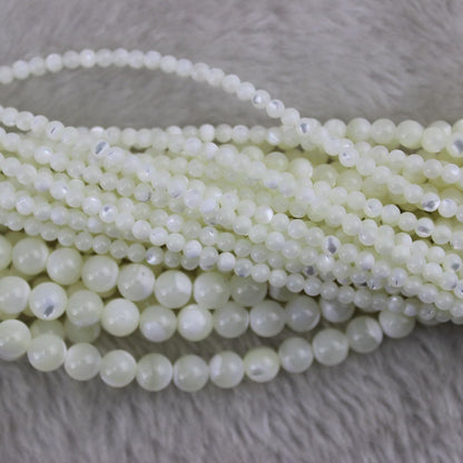 6mm Natural Mother of Pearl Shell Beads Round Gemstone Loose Beads for Jewelry Making (58-65pcs/strand)