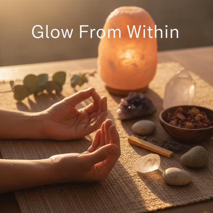 Himalayan Glow Natural Himalayan Salt Lamp, Crystal Salt Lamps, Real Wood Base with Dimmer Switch, Handmade Salt Lamp, Gift Lamp, Holiday Gift, ETL Certified | 6-8 LBS
