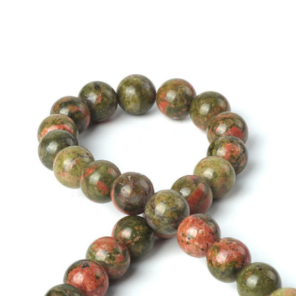 100Pcs Natural Stone 6mm Unakite Round Loose Gemstone Energy Healing Beads Hole Size 1mm DIY Smooth Beads for Bracelet Necklace Earrings Jewelry Making