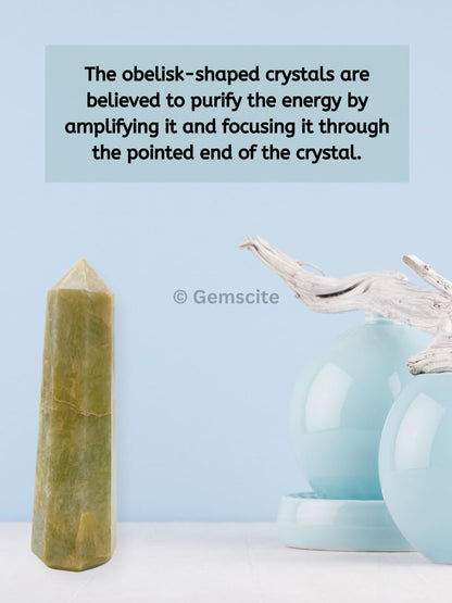 WholesaleGemShop 3 Inch (70 mm) Gemstones Aquamarine Obelisk Tower Jumbo Facet Aura Rock Crystal Natural Polished Earth Wand Spirit