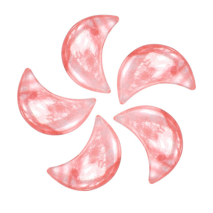MECCANIXITY 5 Pcs Moon Crystal Worry Stone, 0.5 Inch Length Natural Watermelon Quartz Moon Gemstone Bulk, Carved Pocket Stones for Meditation Balancing Pendant Decor