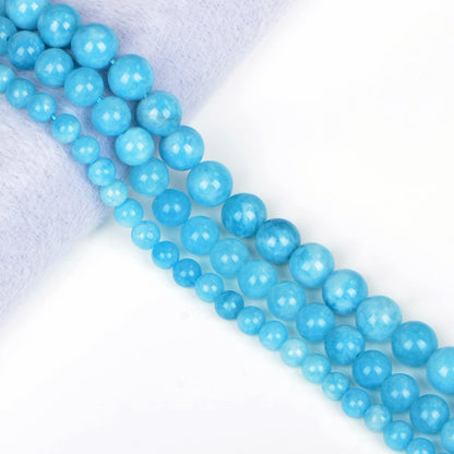 AD Beads Natural Gemstone Round Loose Beads 15" for Bracelet Necklace Earrings Jwelery Making Crafts DIY (10mm, Aquamarine Jade)