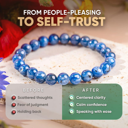 Conscious Items My Truth, My Power Crystal Bracelet, Rare Blue Kyanite Stone Bracelet for Clarity, Calm, & Authentic Self-Expression, Chakra Bracelets for Men & Women, Blue Beaded Bracelets