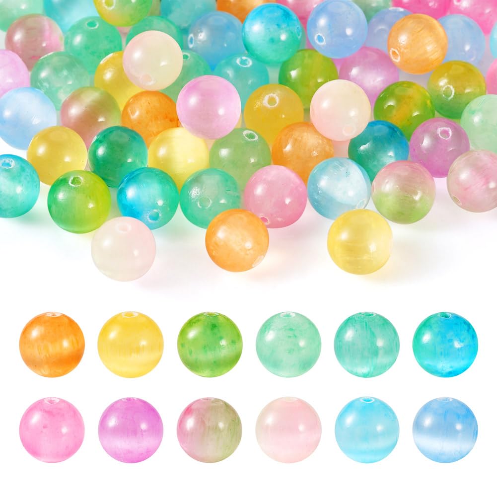 FASHEWELRY 60pcs Natural Selenite Beads 8mm Mixed Color Loose Gemstone Beads Healing Crystal Beads for DIY Bracelet Necklace Earring Jewelry Making