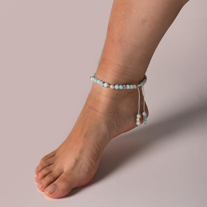Softones 6mm Natural Stone Anklet for Women Gemstone Ankle Bracelets for Women Healing Energy Crystal Anklets Adjustable(8.5-10 Inches)