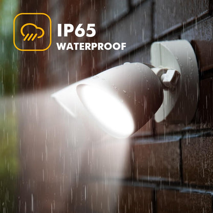 LUTEC 6222W 3500 Lumen 32 Watt 28 LED Dual-Head Floodlight Outdoor, Full Metal Design, Waterproof Exterior Security Wall Light for Patio, Garden, Yard-White