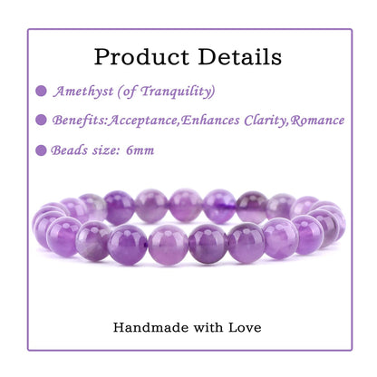 Bymitel 8mm Amethyst - Handmade Reiki Gemstone Stretch Bracelet, Natural Beauty & Spiritual Essence, Crystal Healing for Unisex Adults