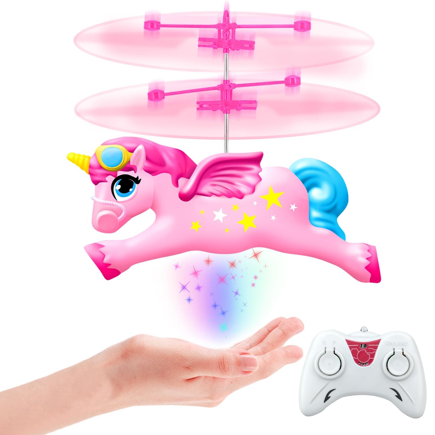 QUANA Remote Control Helicopter, Flying Unicorn Toys Rc & Hand Control Flying Ball Toy Rc Helicopter Mini Drone for Kids Girls Age 6-8 9 10 11 12 Years Old Birthday Gifts