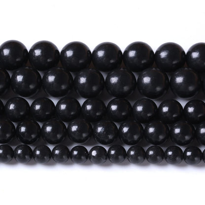 6MM 60PCS Natural Stone Shungite Beads Crystal Loose Beads for Jewelry Making DIY Bracelet