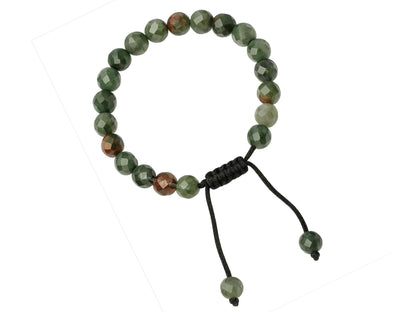 Amazing Gemstone African Bloodstone Bracelet for Women - Chakra Mens Bracelet Protection Crystals & Healing Stones - Blessing Faceted Beaded Bracelet Spiritual Meditation Gift Christmas (Adjustable)