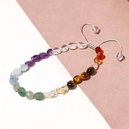 Jewever Irregular 7 Chakra Beaded Anklet Spiritual Energy Reiki Tumbled Stones and Crystals Ankle Bracelets for Women Yoga Meditation