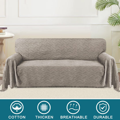 Turquoize Couch Cover Sofa Covers Washable Couch Covers for 3 Cushion Couch Throw Cover Sectional Couch Cover Furniture Cover for Pets, Kids Feature Geometrical Jacquard Fabric(71"x118",X-Large,Sand)