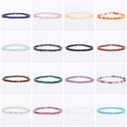 Handmade 4mm Tiny Beads Bracelet – Natural Healing Stone Beads for Yoga, Mala, and Bohemian Stacking – Stretch Bracelet for Men and Women (Purple Fluorite)