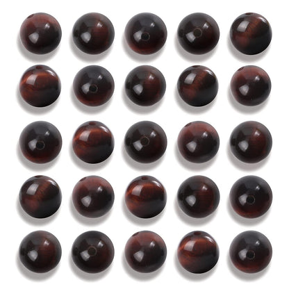 NITOPUPU 100Pcs 8mm Natural Smooth Red Tiger Eye Gemstone Beads Round Loose Stone Beads for Jewerly Making with Crystal Stretch Cord