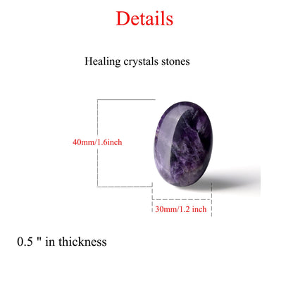 Amethyst Thumb Healing Crystals Stones Sets Hand Carved Stones Gemstone Pocket Natural Stone Meditation Reiki Energy Oval Palm Stone Worry Stone for Anxiety Therapy