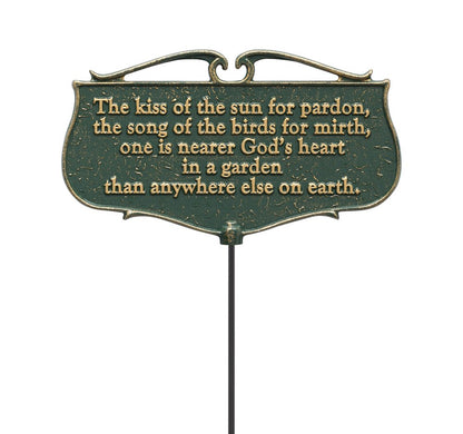 Whitehall Products "The Kiss of The Sun..." Garden Poem Sign, Green/Gold, Aluminum