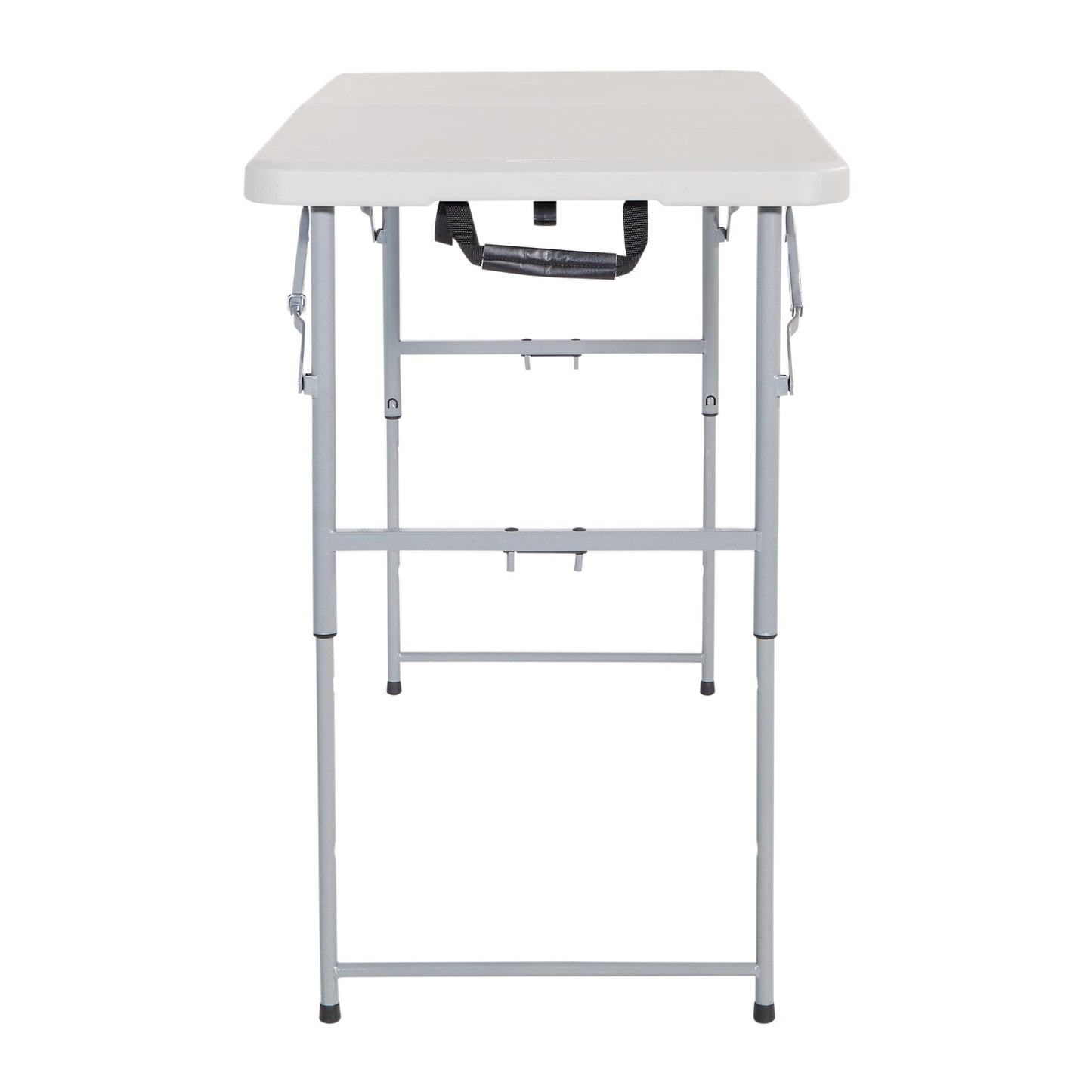 Office Star Resin Multipurpose Rectangle Table, 4-Feet Long, Height Adjustable, Center Folding Table, Light Gray