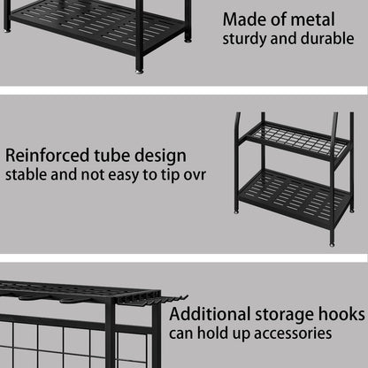YIZAIJIA Garden Tool Organizer Holder Heavy Duty Steel Rack Up to 60 Long Handled Tools for Garage Shed Outdoor Garden Yard Black