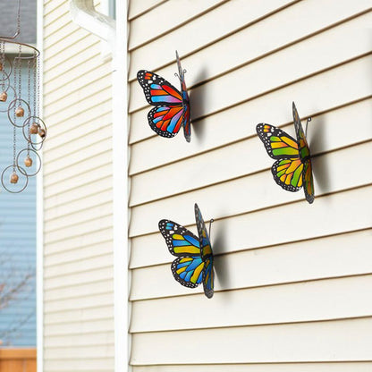 EOORAU Metal Butterfly Outdoor Wall Decor - 3pcs Metal Butterflies Wall Hanging Sculpture Decorations for Fence Patio Yard Garden Tree Gift for Mom Friends